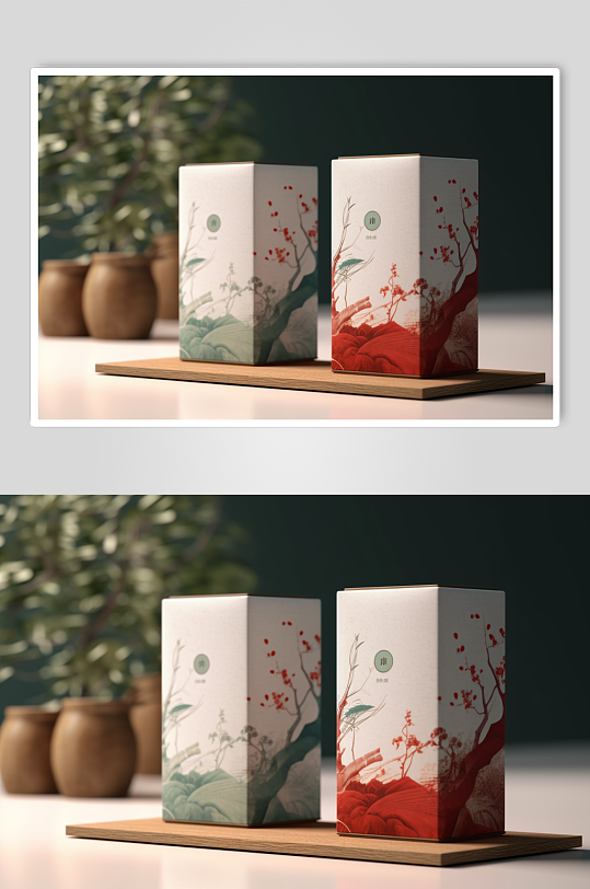 AI数字艺术茶叶罐装包装样机模型-众图网