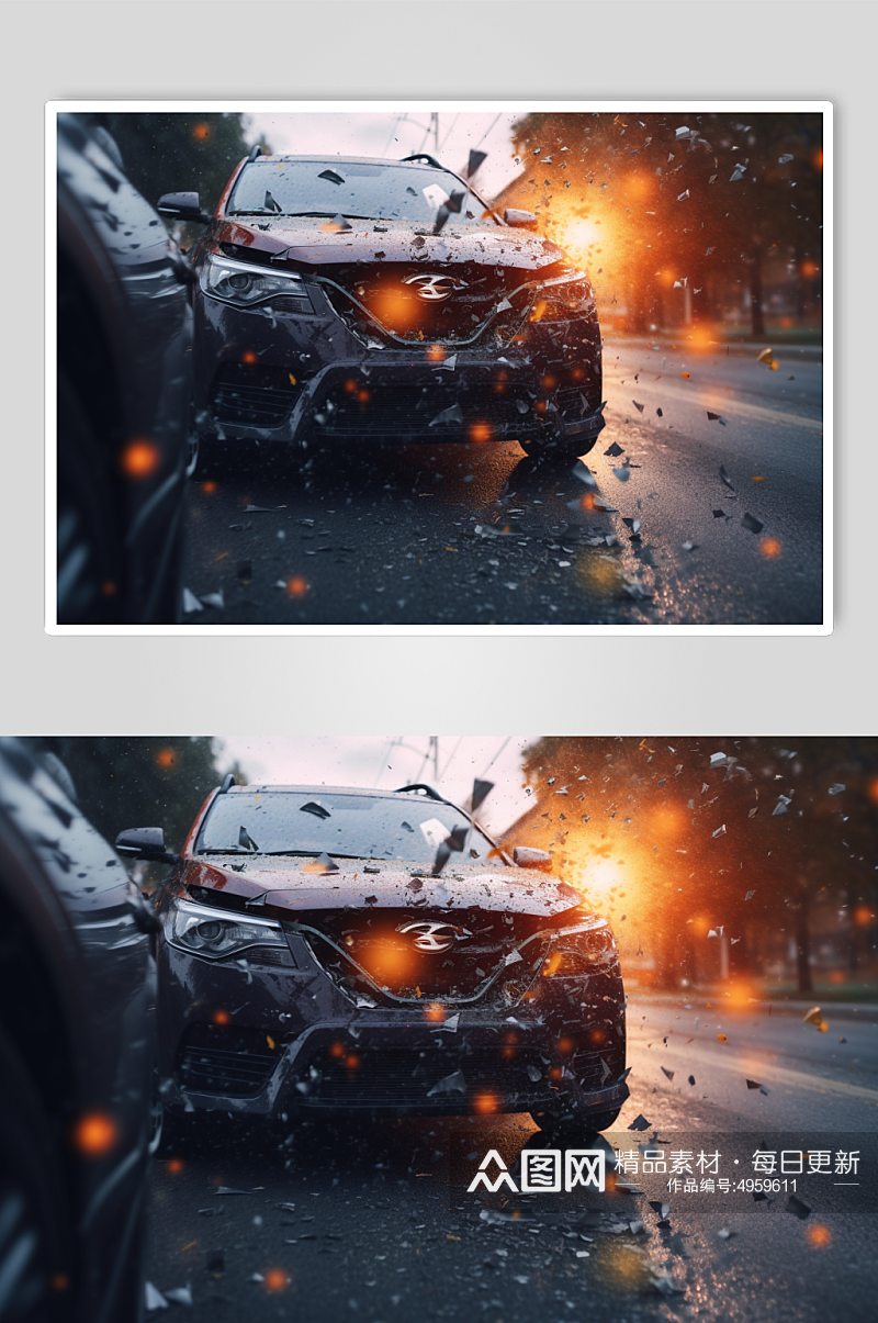 AI数字艺术高清车祸摄影图片素材