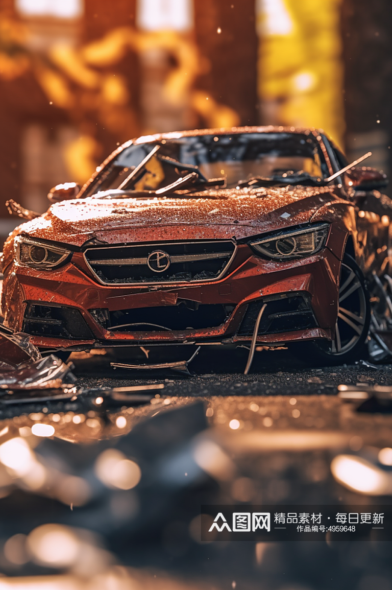 AI数字艺术超清车祸摄影图片素材
