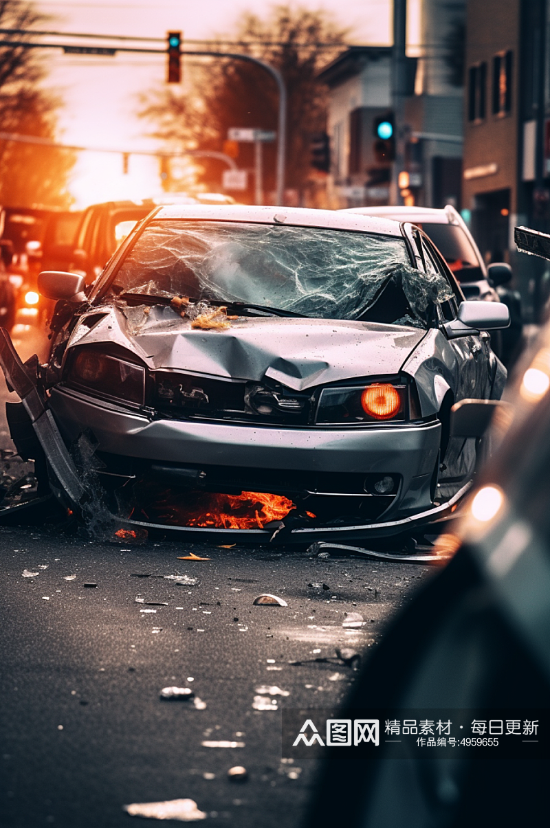 AI数字艺术清晰车祸摄影图片素材
