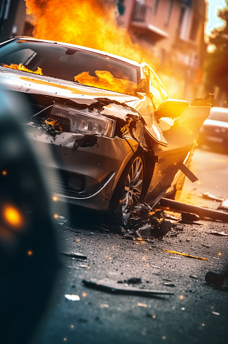 AI数字艺术清晰车祸摄影图片