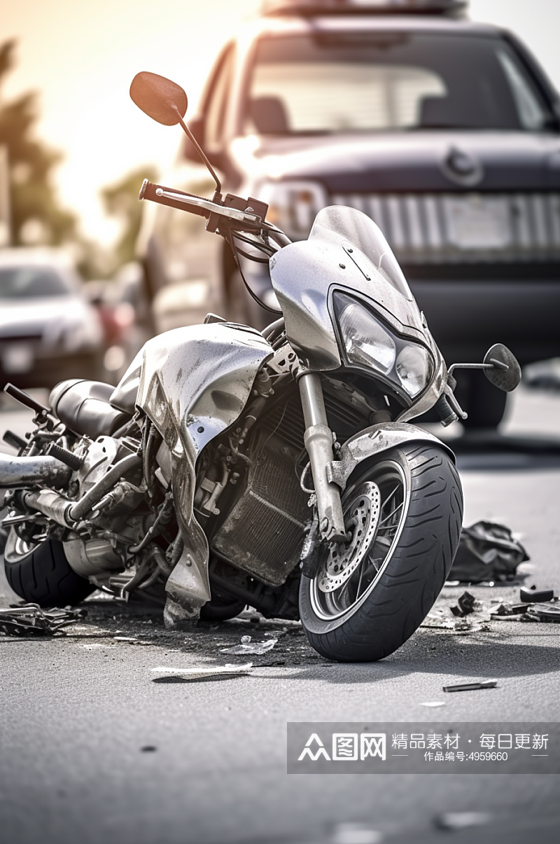 AI数字艺术清晰车祸摄影图片素材