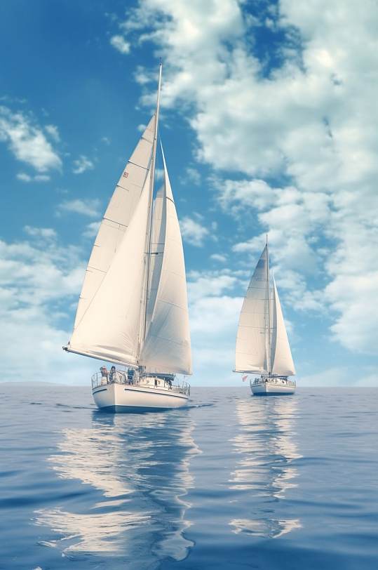 AI数字艺术企业精神乘风破浪帆船摄影图
