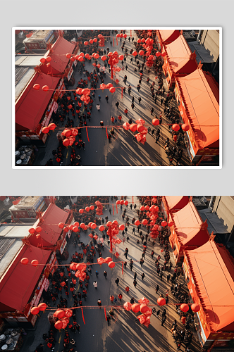 AI数字艺术新年春节城市街景摄影图