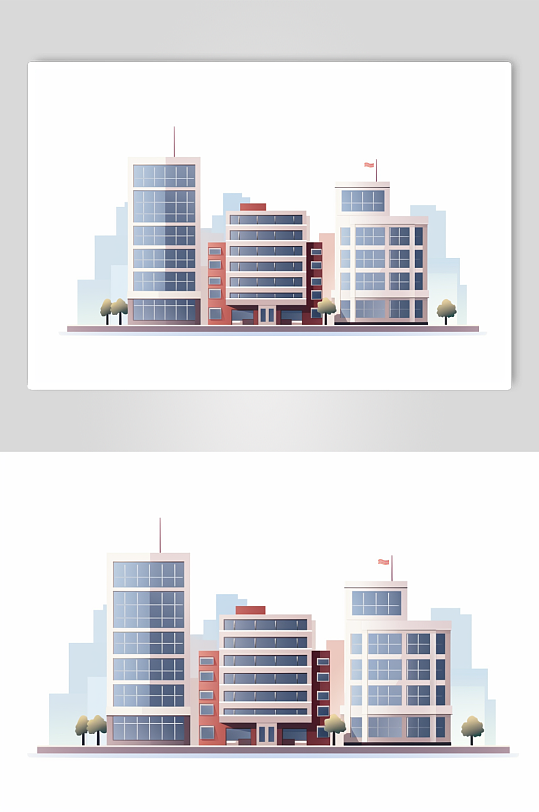 AI扁平化城市建筑房地产高楼大厦模型