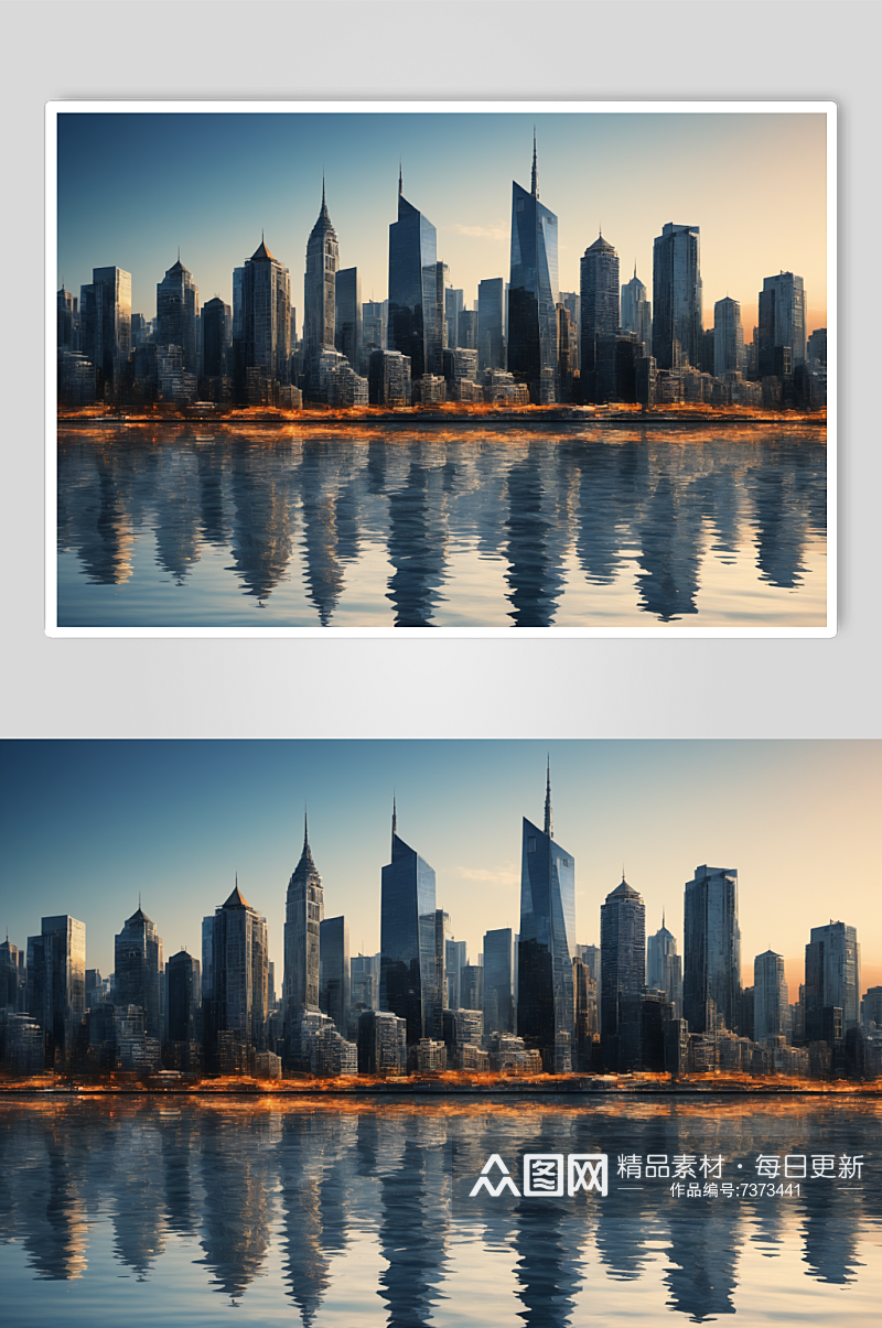 AI数字艺术城市天际城市风光摄影图素材