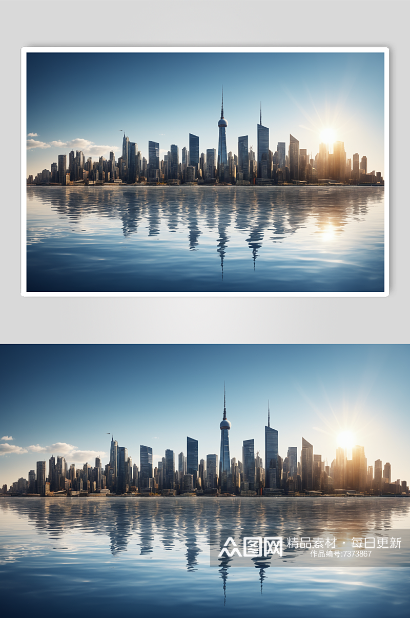 AI数字艺术城市天际城市风光摄影图素材