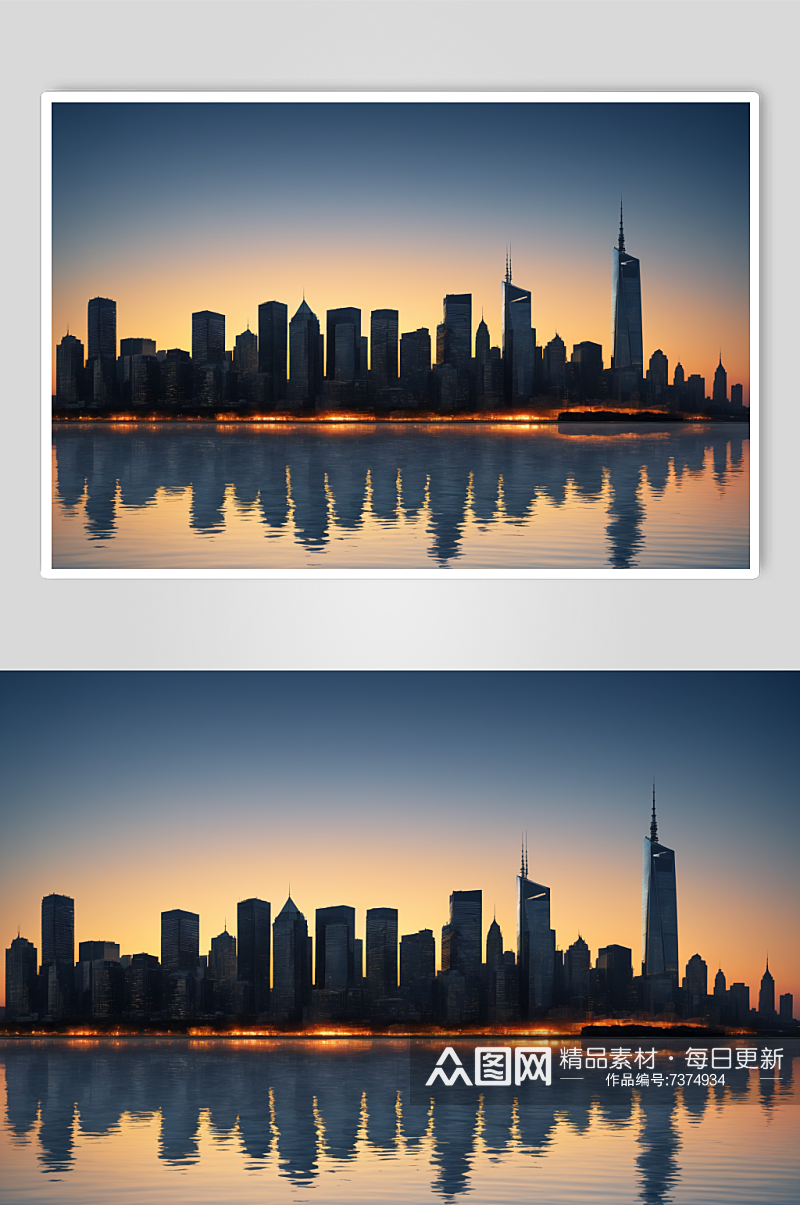AI数字艺术城市天际城市早晨摄影图素材