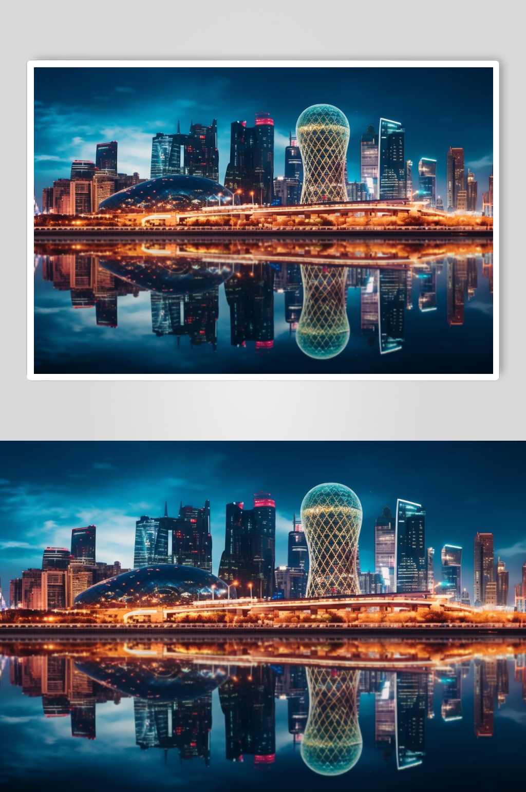 AI数字艺术城市天际线风光风景摄影图素材