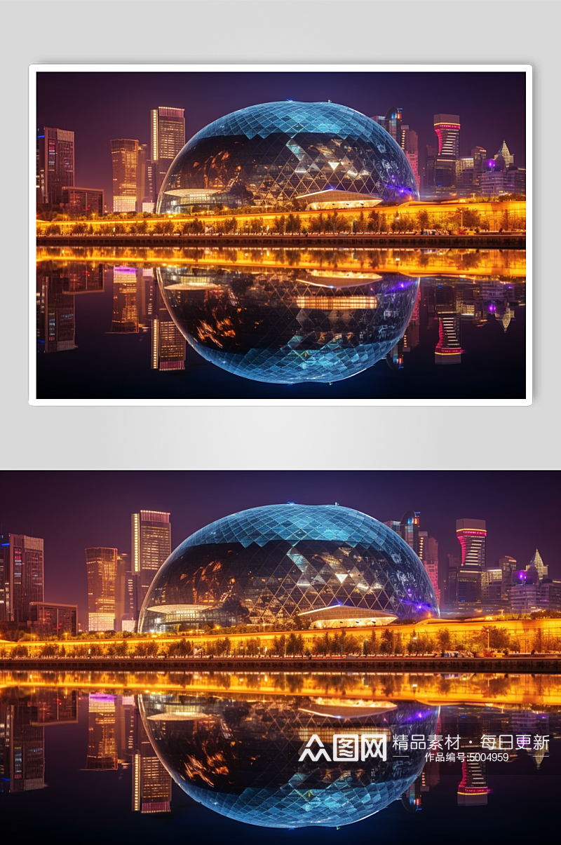 AI数字艺术城市天际线风光风景摄影图素材
