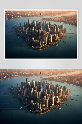 AI数字艺术城市天际线风光风景摄影图