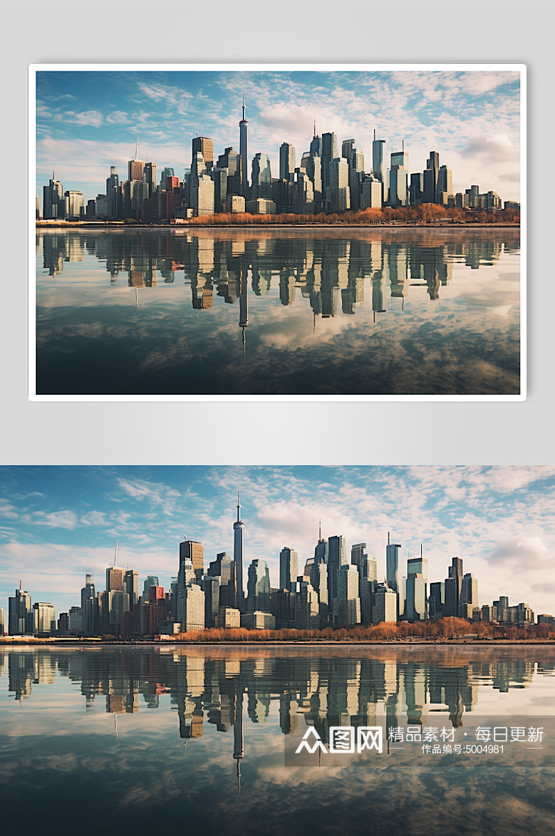 AI数字艺术城市天际线风光风景摄影图素材