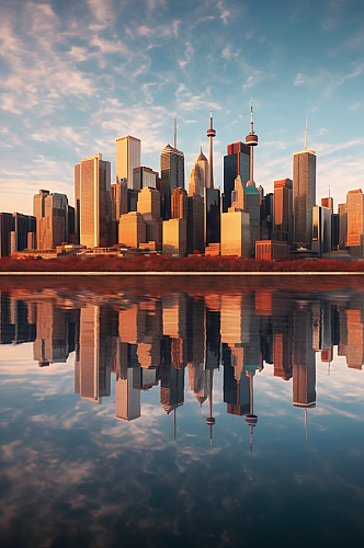 AI数字艺术城市天际线科技风景摄影图