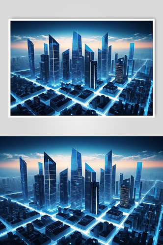 AI数字艺术未来感科技城市夜景设想图