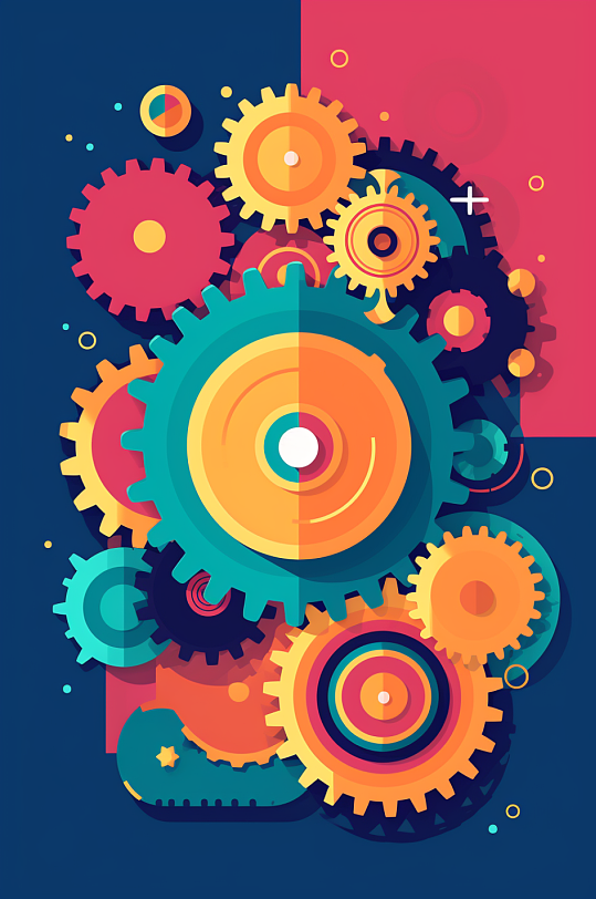 AI数字艺术原创企业工业机械齿轮插画元素-众图网