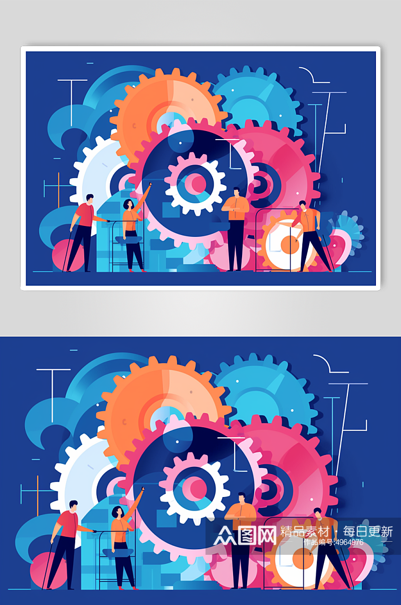 AI数字艺术创意企业工业机械齿轮插画元素素材