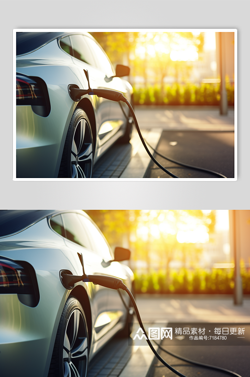 AI数字艺术新能源汽车路边充电桩图片素材