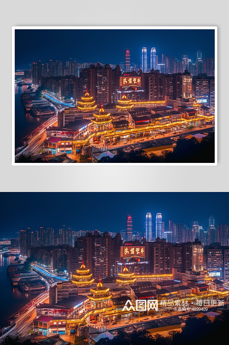 AI数字艺术国内城市重庆景点风景摄影图片素材