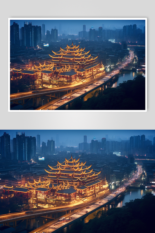 AI数字艺术重庆图片城市摄影图