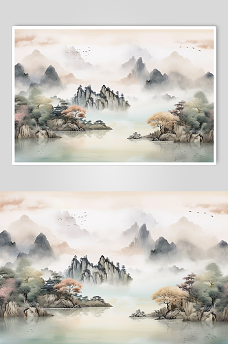 AI数字艺术古风重阳节创意插画背景