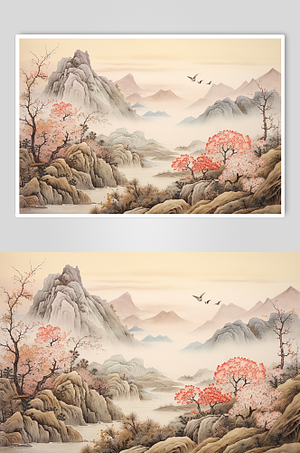 AI数字艺术古风重阳节创意插画背景