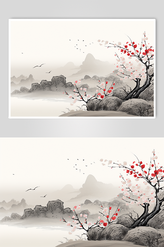 AI数字艺术古风重阳节创意插画背景