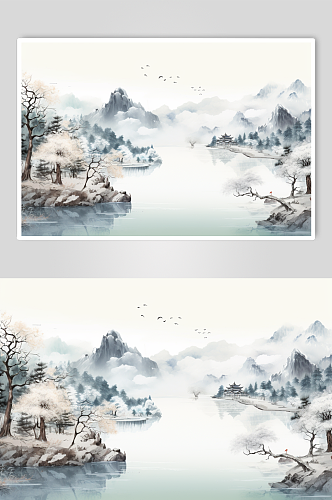 AI数字艺术古风重阳节创意插画背景