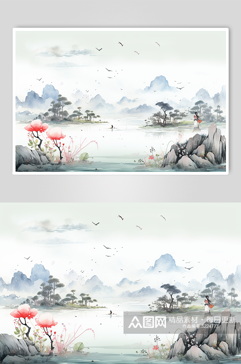 AI数字艺术古风重阳节创意插画背景素材