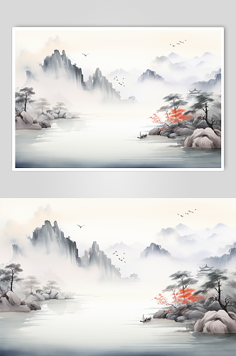 AI数字艺术古风重阳节创意插画背景