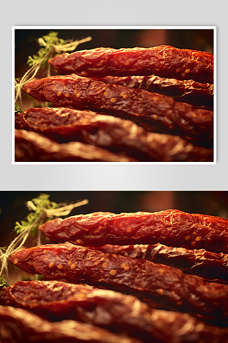 AI数字艺术传统风味腊肠美食摄影图