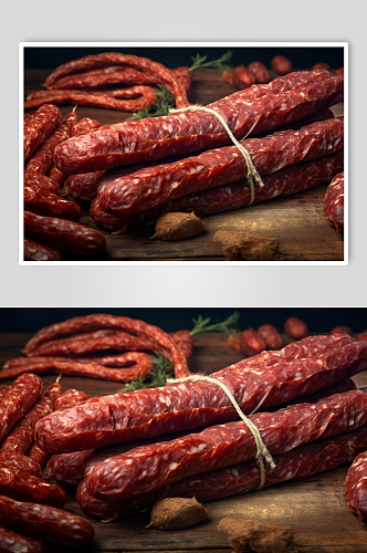 AI数字艺术传统风味腊肠美食摄影图