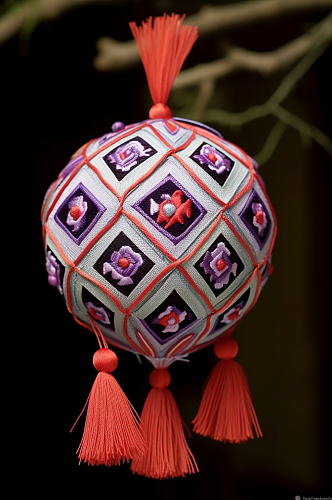 AI数字艺术传统手工艺品绣球摄影图