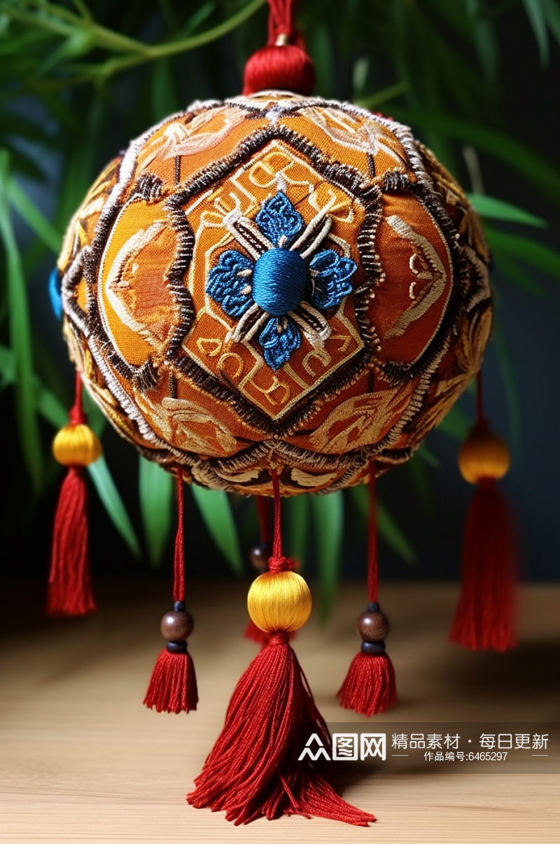 AI数字艺术传统手工艺品绣球摄影图素材