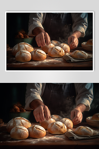 AI数字艺术清晰厨房揉面擀面烘焙摄影图片