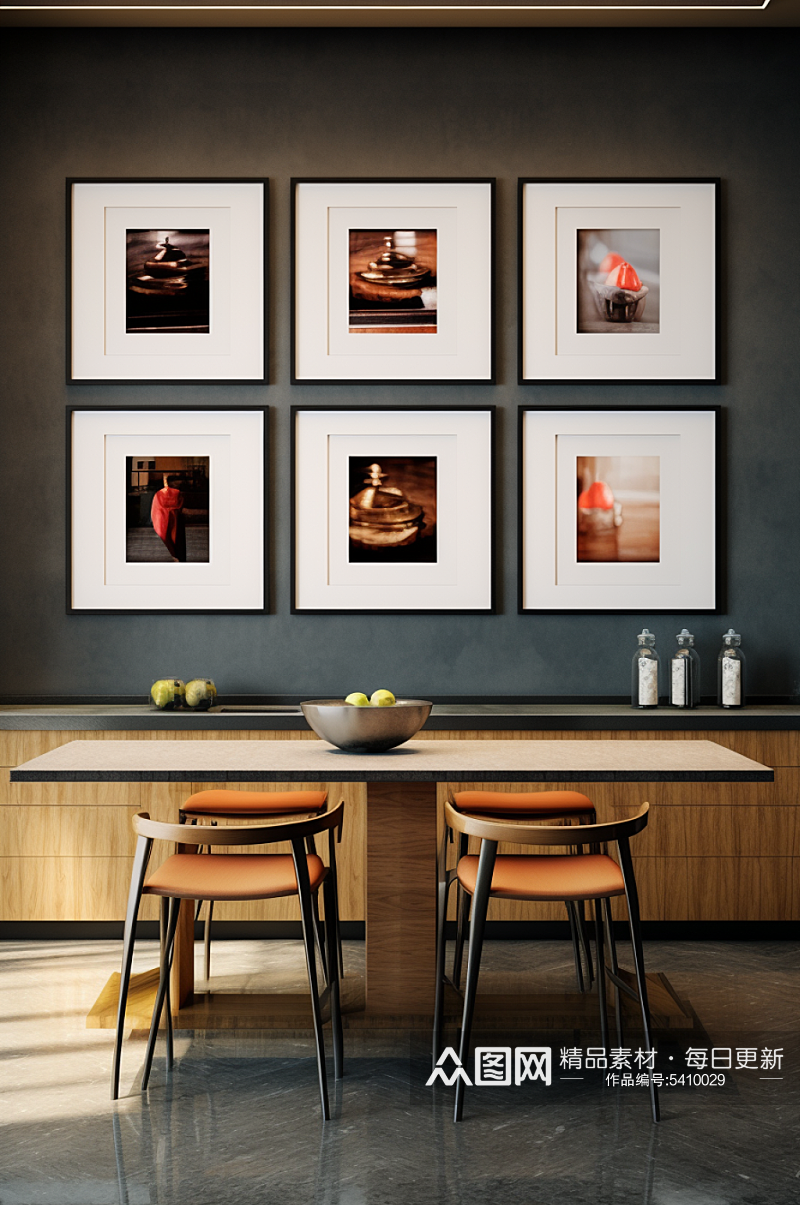 AI数字艺术厨房装修效果图室内设计摄影图素材