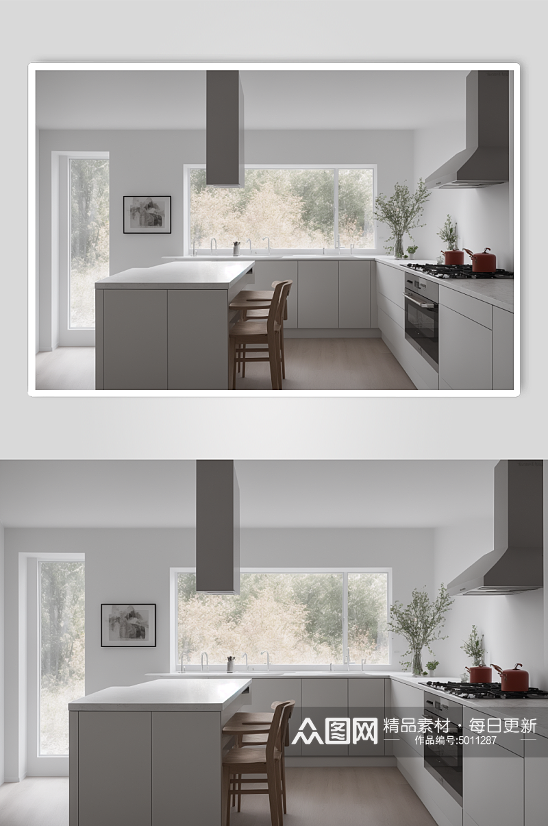 AI数字厨房装风格图室内设计摄影图素材