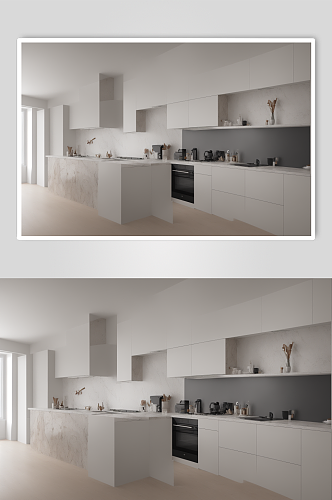 AI数字厨房装风格图室内设计摄影图