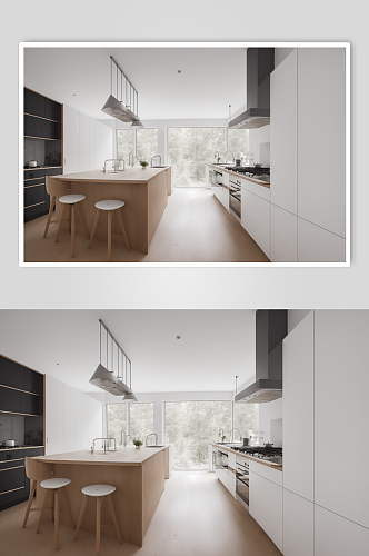 AI数字厨房装风格图室内设计摄影图