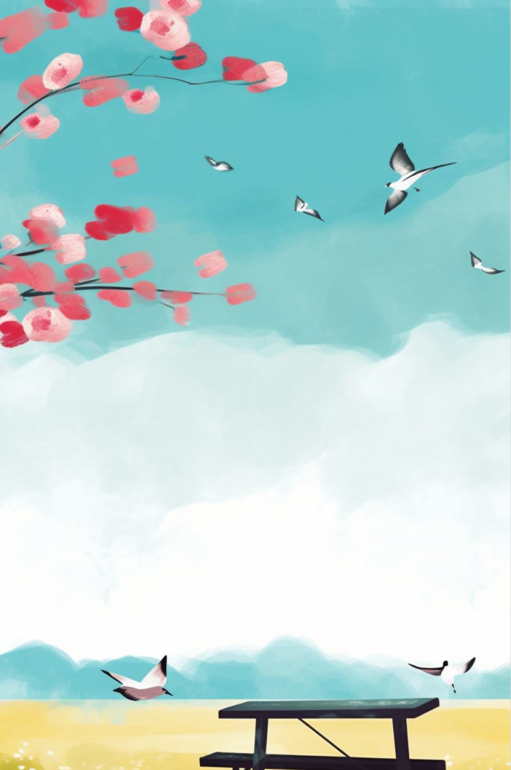 AI数字艺术手绘鸽子春分插画素材
