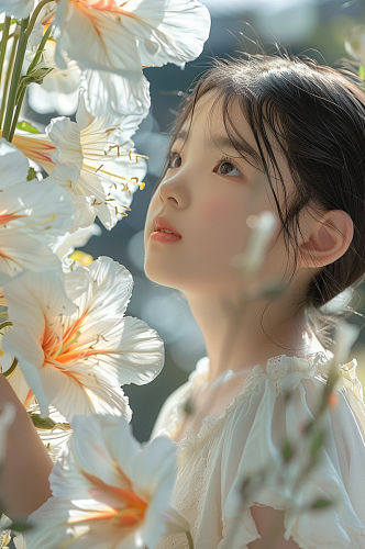 AI数字艺术春季儿童肖像人物摄影图