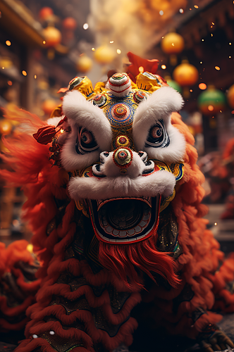 AI数字艺术新年春节传统舞龙舞狮图片