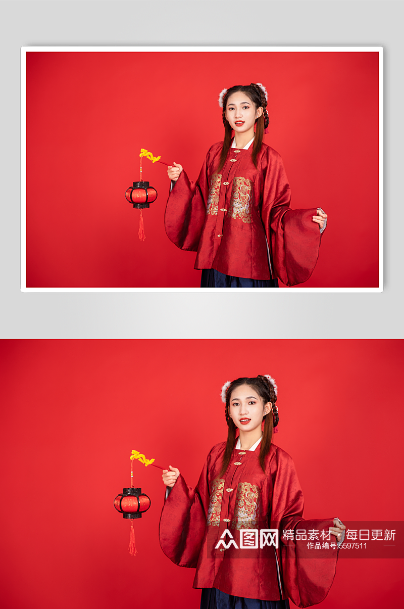 汉服国潮新中式春节美女人物摄影图片素材