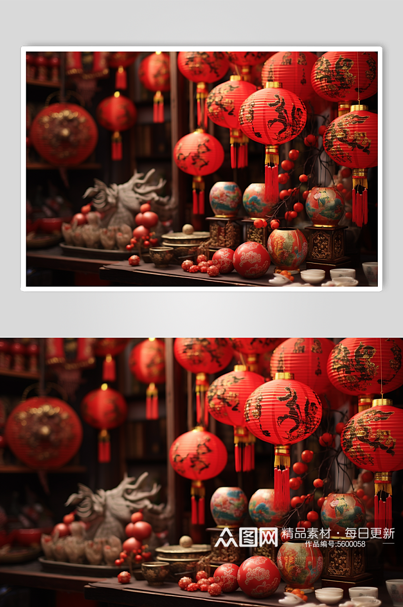 AI数字艺术新年春节新春年货背景摄影图素材
