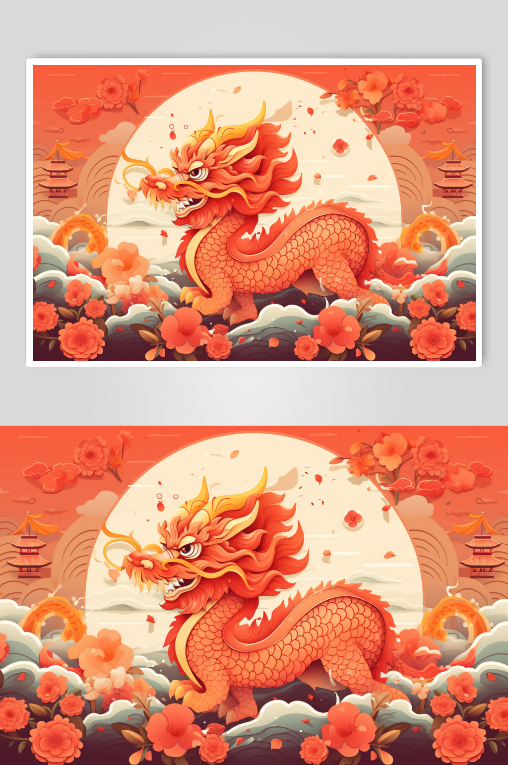 AI數(shù)字藝術(shù)春節(jié)神獸年獸形象插畫素材