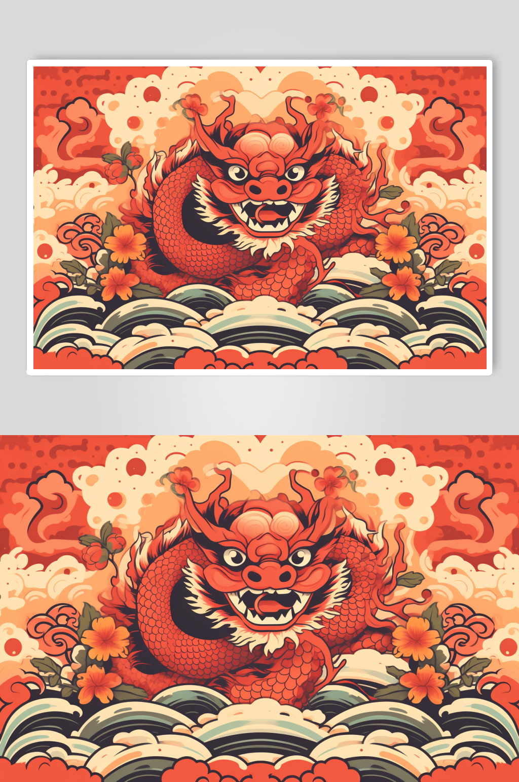 AI數(shù)字藝術(shù)春節(jié)神獸年獸形象插畫素材