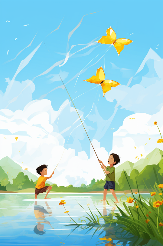 AI数字艺术春季郊游春游插画-众图网