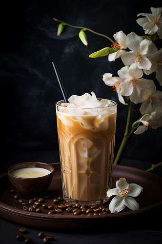 AI数字艺术春季春天奶茶摄影图