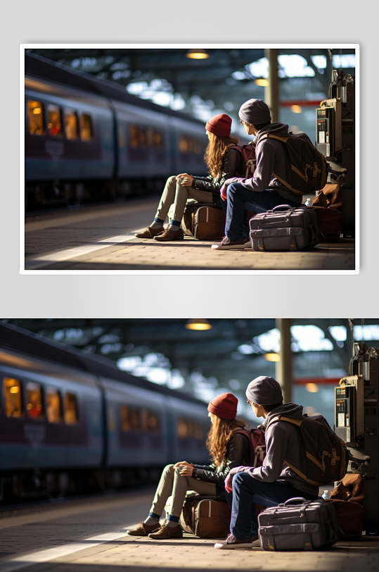 AI数字艺术春运节日气氛回家场景新年人物摄影图-众图网