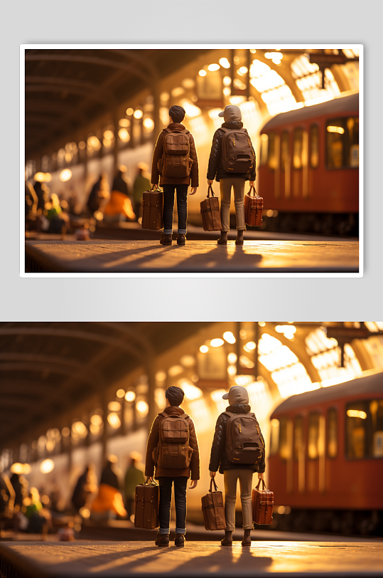 AI数字艺术春运节日气氛回家场景新年人物摄影图-众图网