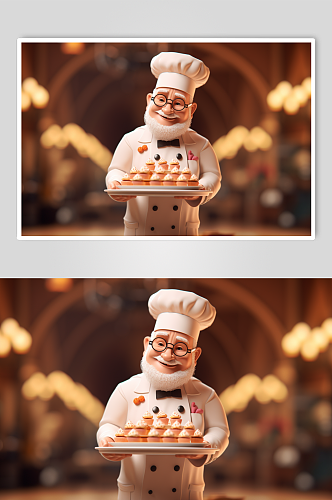AI数字艺术3D厨师人物形象模型